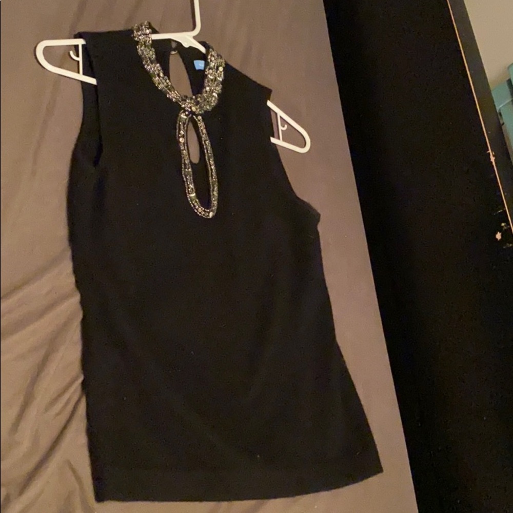 White & warren 100% cashmere black blouse size S